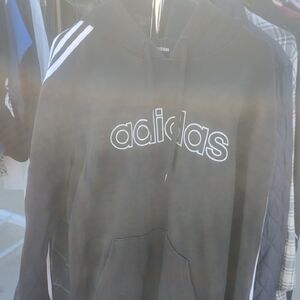 Adidas Black Hoodie with White Stripes